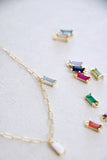 multiple baguette birthstone necklace