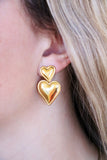 *LIMITED* stacked heart earrings { gold }