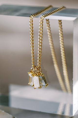 multiple baguette birthstone necklace
