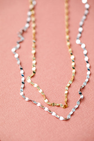pebble layering chain { gold + silver }