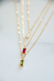 solitaire baguette birthstone necklace