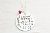 birth stat necklace {sterling silver}