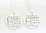 birth stat necklace {sterling silver}