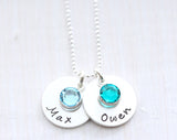 double drop necklace with large birthstone { sterling silver }