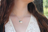 wrapped birthstone + disc necklace {yellow + rose gold}