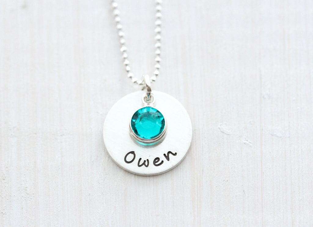 single drop necklace with large birthstone {silver + gold}