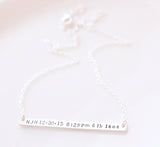 birth stat bar necklace {sterling silver}