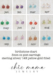 birthstone post earrings
