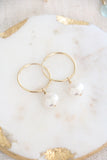 coin pearl hoops { sliver + gold }