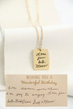 handwriting rectangle necklace { silver + gold }