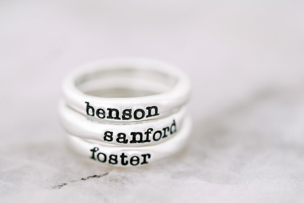 Sterling silver stackable name rings deals
