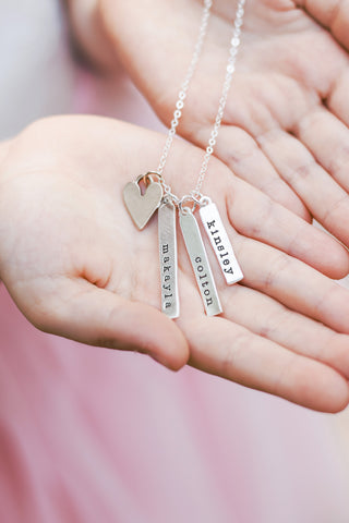 vertical bar necklace {with heart}
