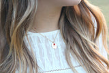single drop necklace with mini birthstone {sterling silver}