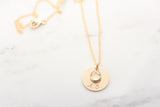 single drop necklace with large birthstone {silver + gold}