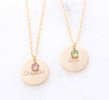 single drop necklace + mini birthstone {gold}
