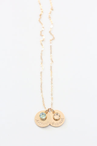 double drop necklace with large birthstone {gold}