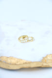 opal huggie hoops { silver + gold }