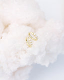 opal huggie hoops { silver + gold }