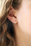 opal huggie hoops { silver + gold }