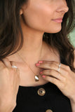 handwriting rectangle necklace { silver + gold }