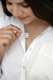 handwriting rectangle necklace { silver + gold }