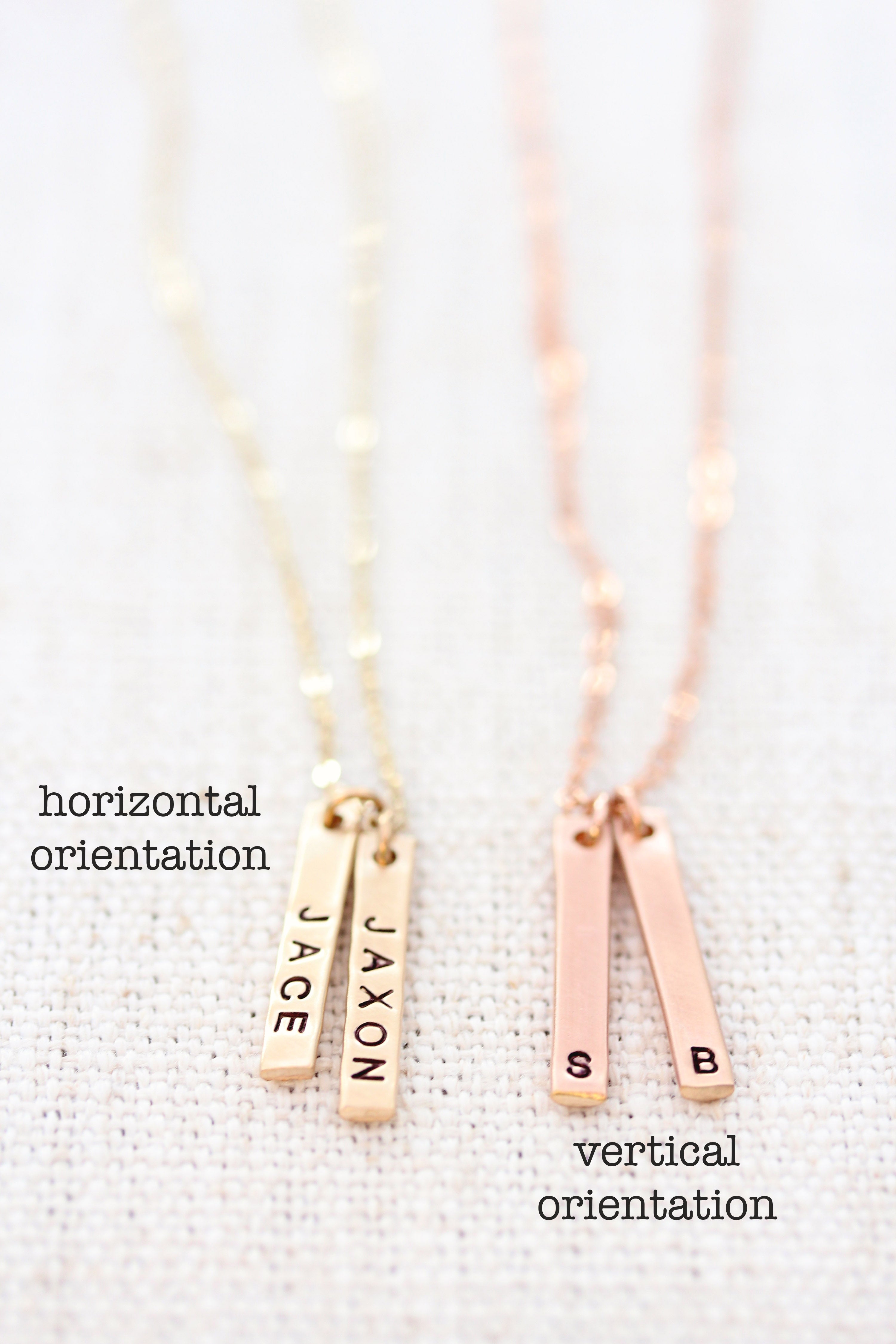 Vertical bar necklace rose gold on sale