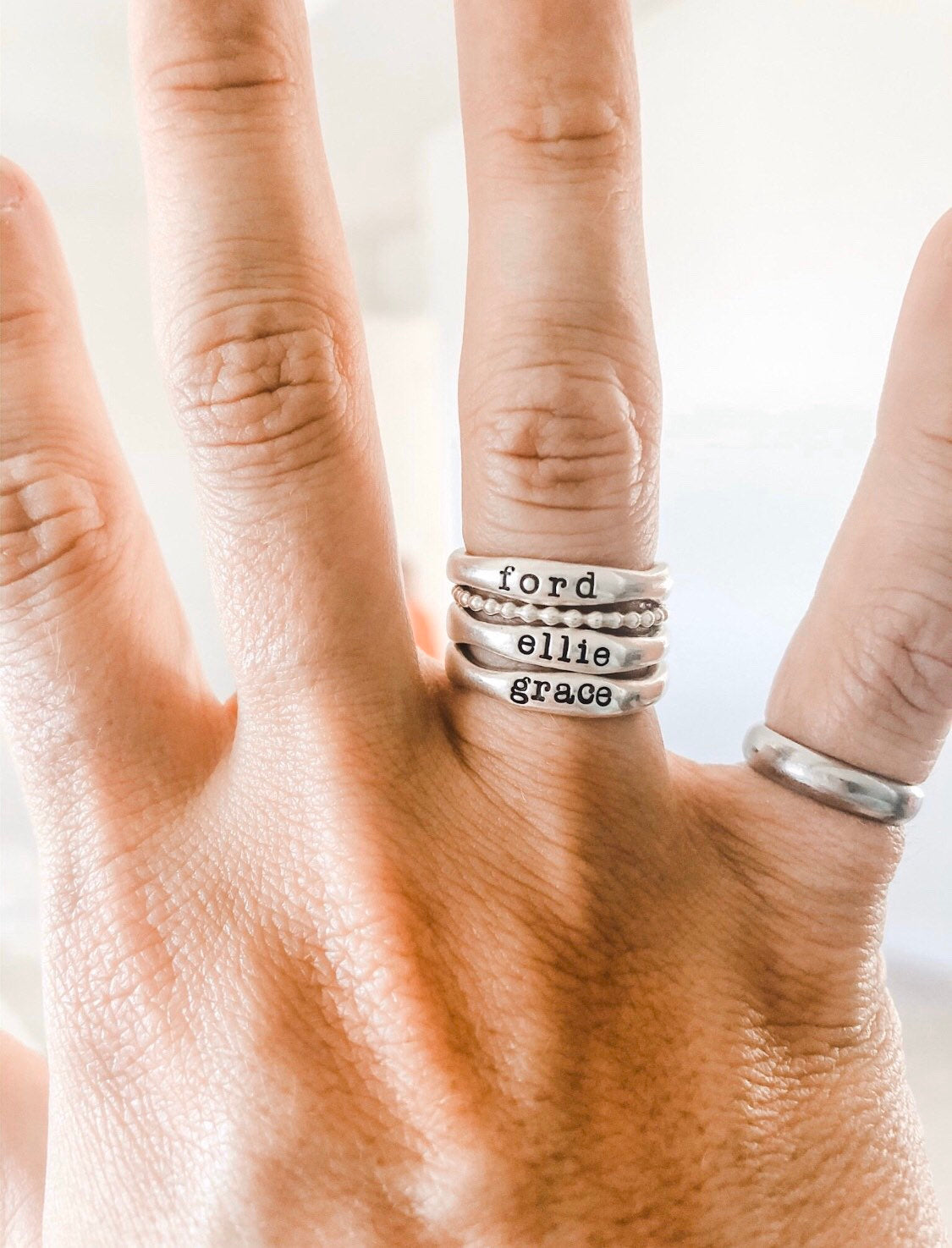 name ring bead ring set of 2 or more Chic Mama Jewelry