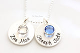 double drop necklace with large birthstone { sterling silver }