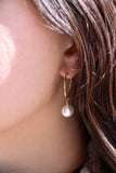 coin pearl hoops { sliver + gold }
