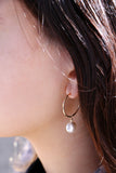 coin pearl hoops { sliver + gold }