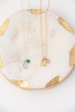 letter charm + birthstone { silver + gold }