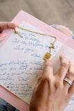 handwriting rectangle necklace { silver + gold }