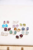 raw gemstone nugget earrings { silver }