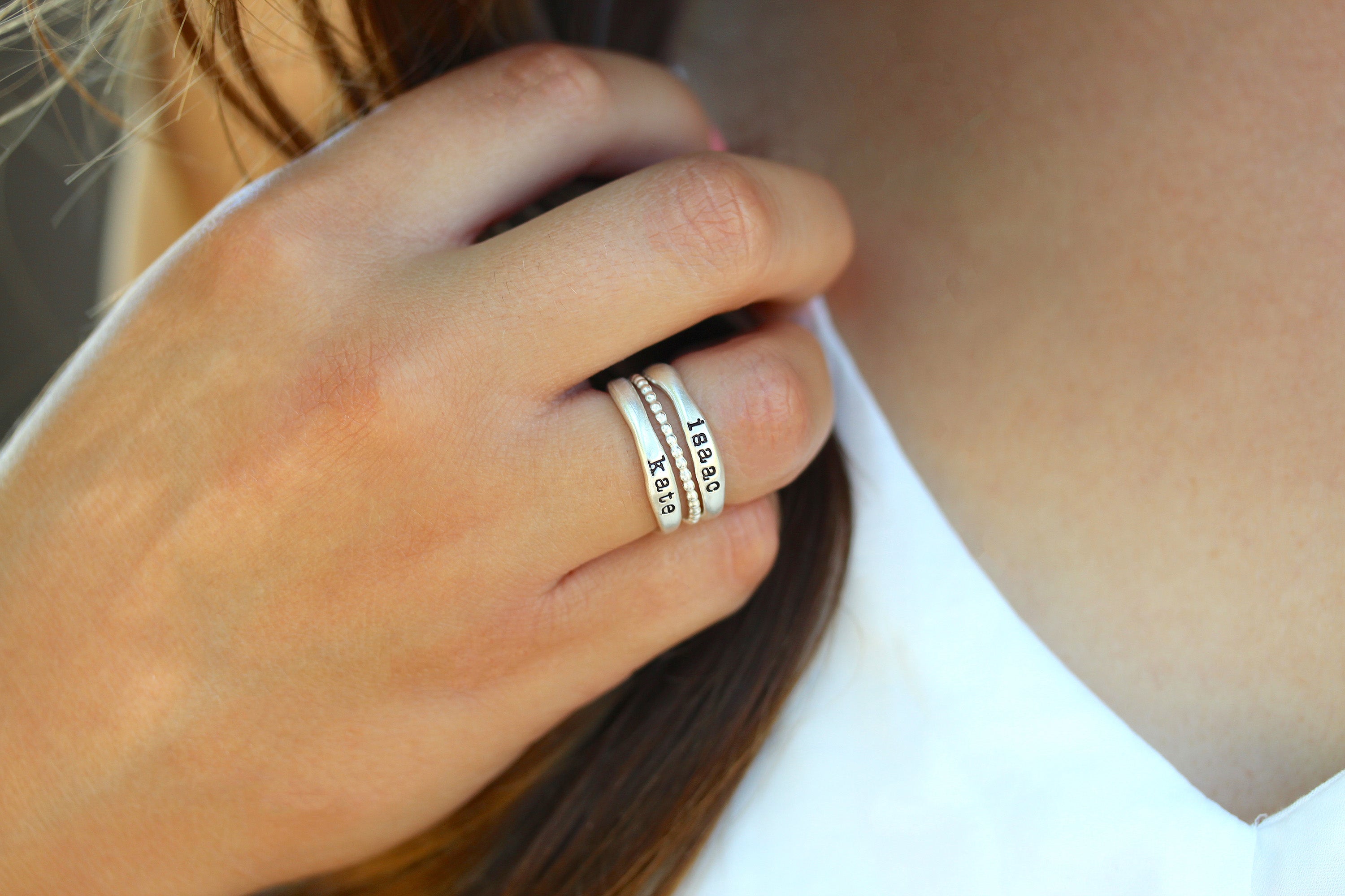 Stackable name rings with spacers discount
