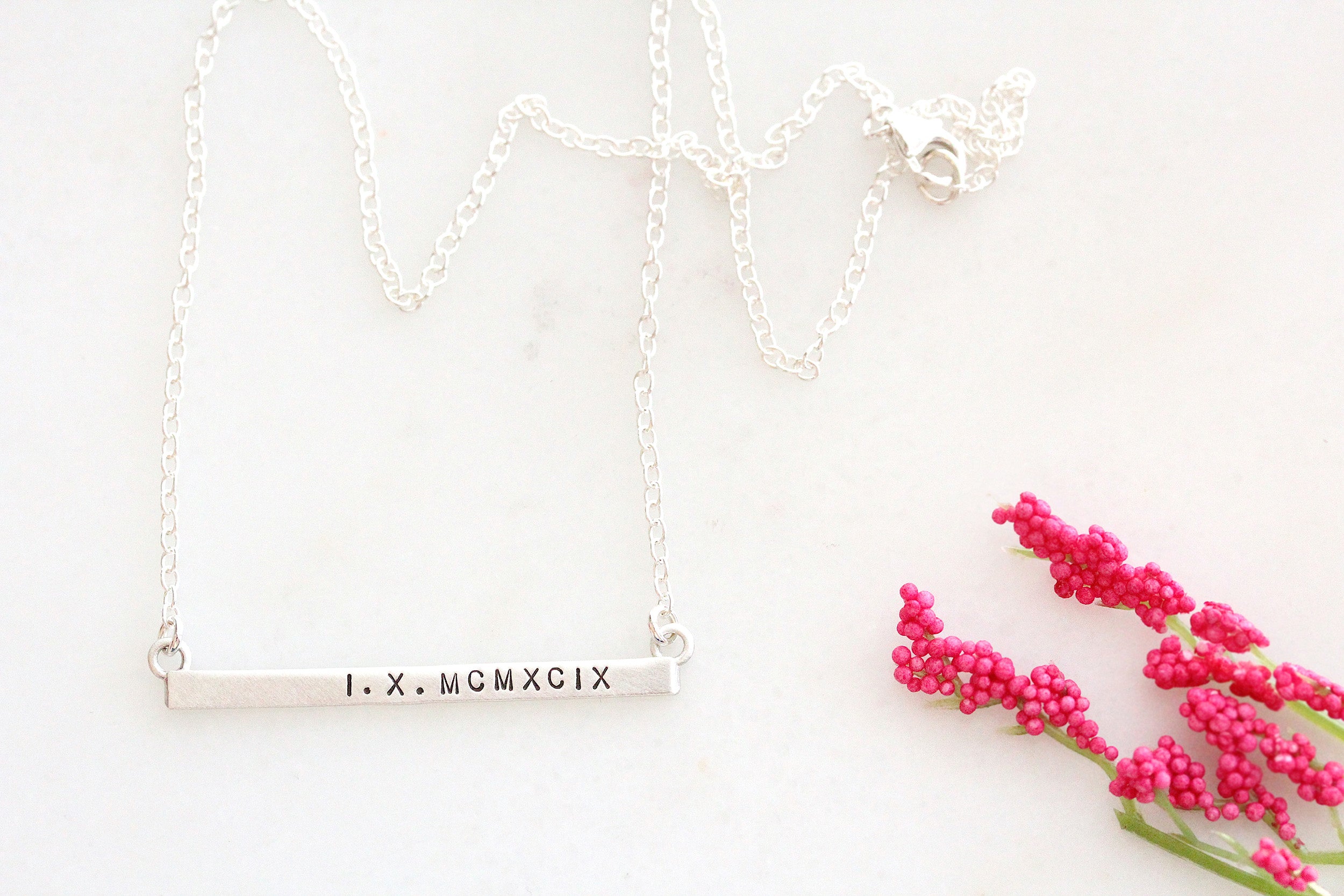 roman numerals necklace silver or gold