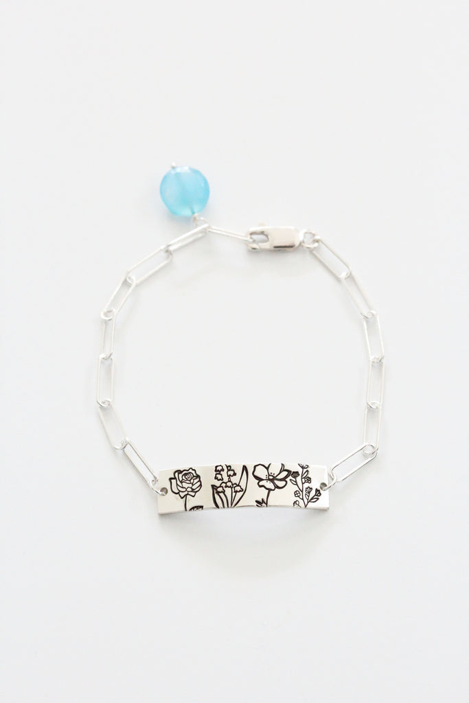 birthflower bar bracelet {sterling silver}