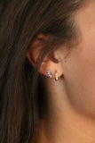 opal huggie hoops { silver + gold }