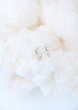 opal huggie hoops { silver + gold }