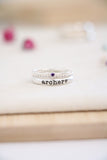 name ring + birthstone ring {sterling silver}