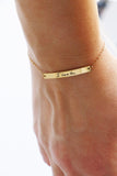 handwriting bar bracelet { silver + gold }