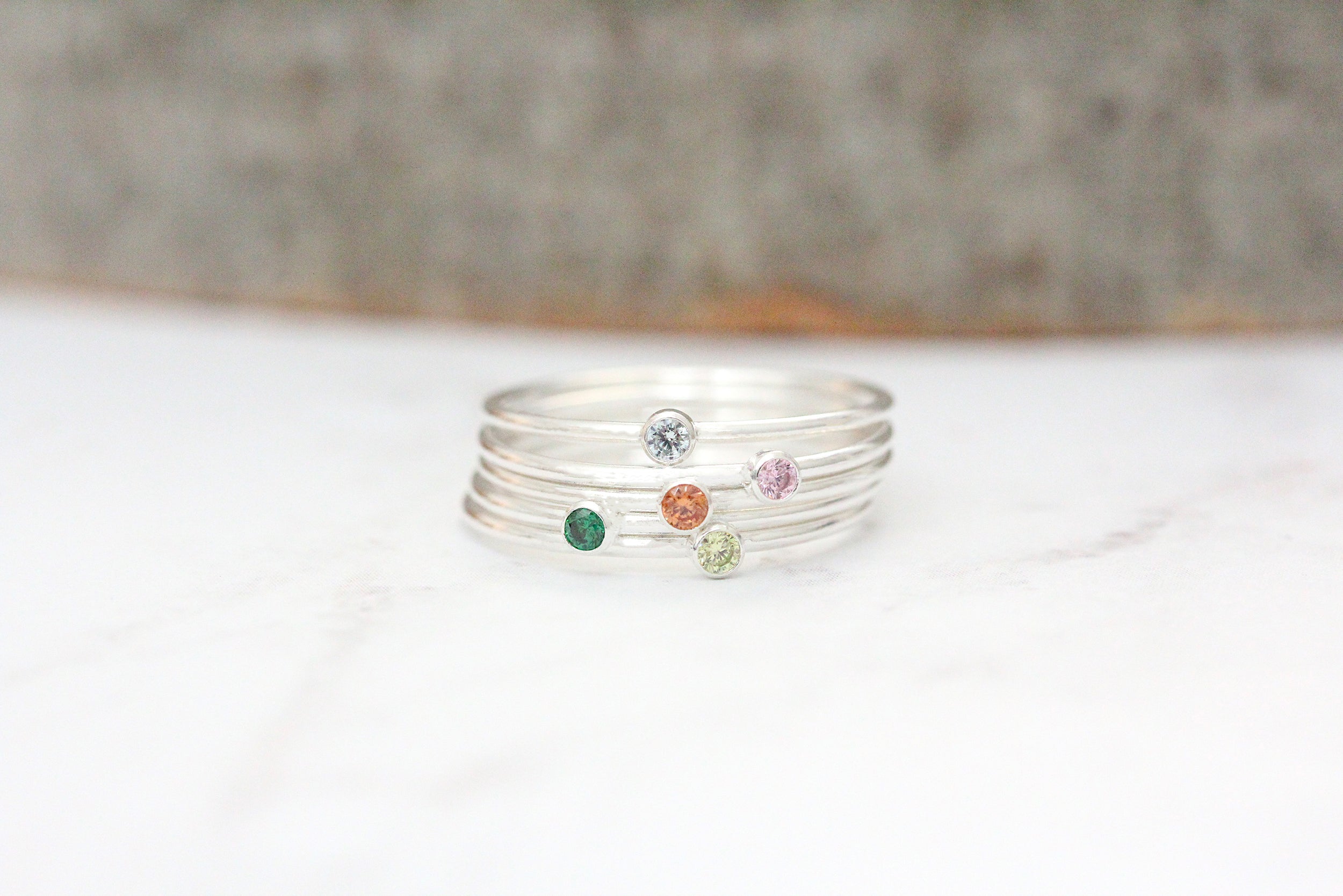 stacking birthstone ring sterling silver